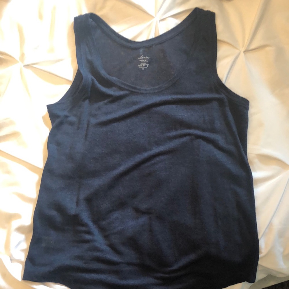 Navy Linen Tank - Loft